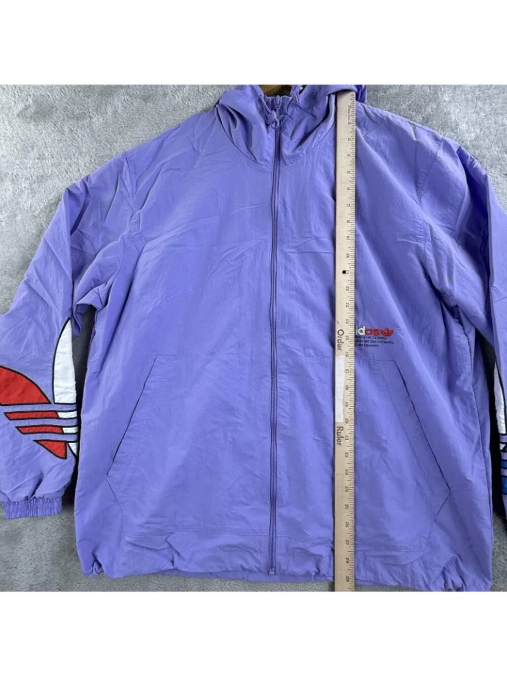 Adidas Primegreen Jacket Mens Large Purple Trefoil Hooded Windbreaker GN3560
